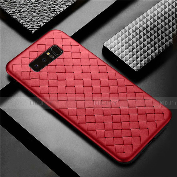 Coque Silicone Gel Motif Cuir Housse Etui pour Samsung Galaxy Note 8 Duos N950F Rouge Plus