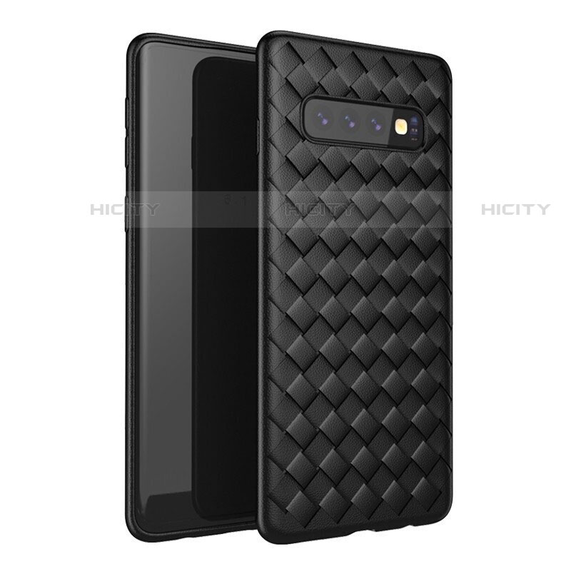 Coque Silicone Gel Motif Cuir Housse Etui pour Samsung Galaxy S10 5G Noir Plus