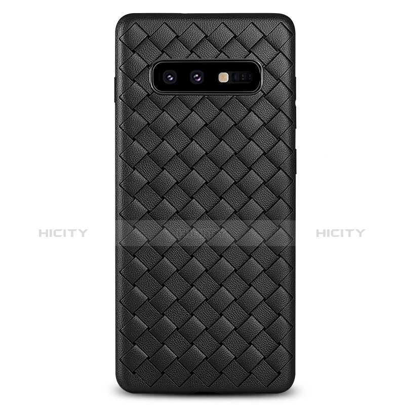 Coque Silicone Gel Motif Cuir Housse Etui pour Samsung Galaxy S10e Noir Plus