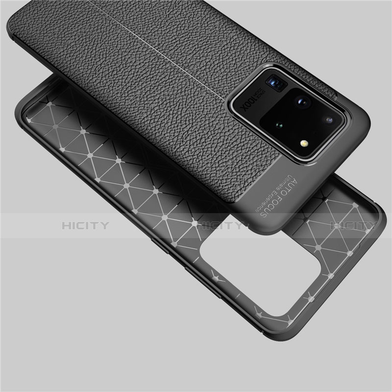 Coque Silicone Gel Motif Cuir Housse Etui pour Samsung Galaxy S20 Ultra Plus