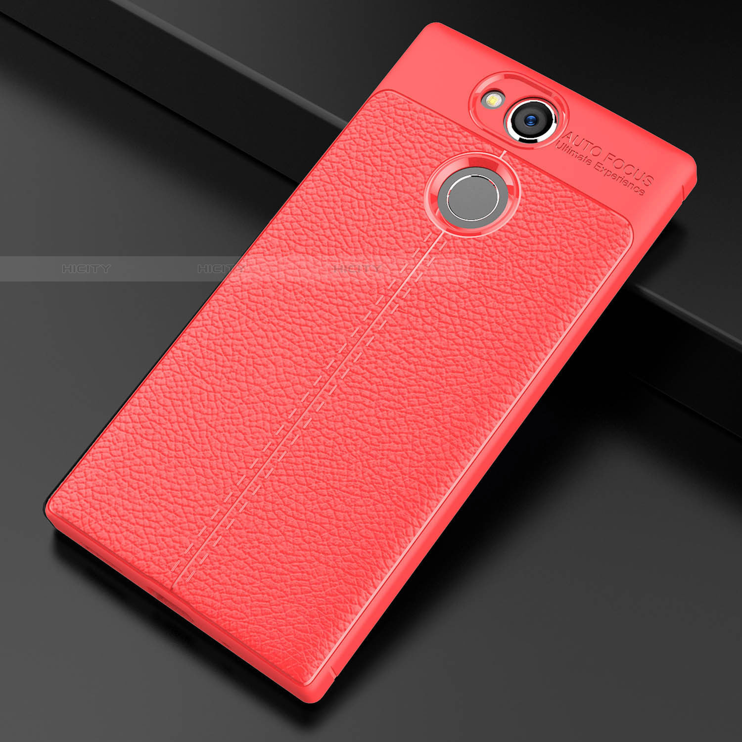 Coque Silicone Gel Motif Cuir Housse Etui pour Sony Xperia XA2 Rouge Plus