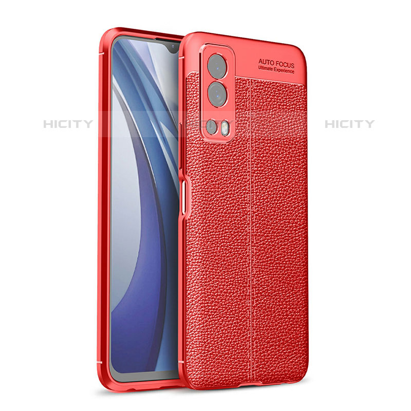 Coque Silicone Gel Motif Cuir Housse Etui pour Vivo iQOO Z3 5G Rouge Plus