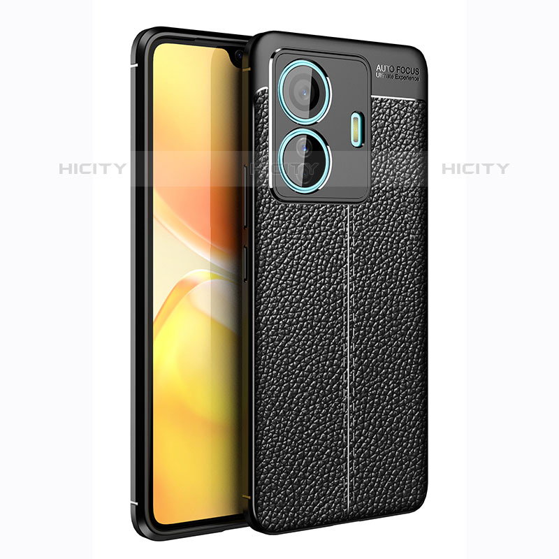 Coque Silicone Gel Motif Cuir Housse Etui pour Vivo iQOO Z6 Pro 5G Noir Plus