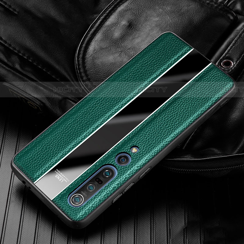 Coque Silicone Gel Motif Cuir Housse Etui pour Xiaomi Mi 10 Pro Vert Plus