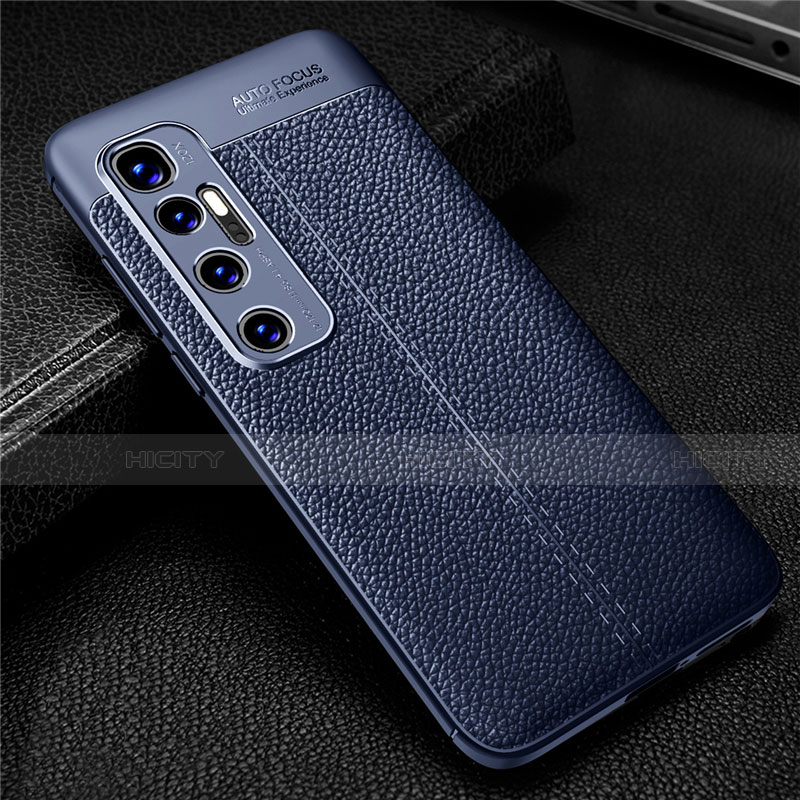 Coque Silicone Gel Motif Cuir Housse Etui pour Xiaomi Mi 10 Ultra Bleu Plus