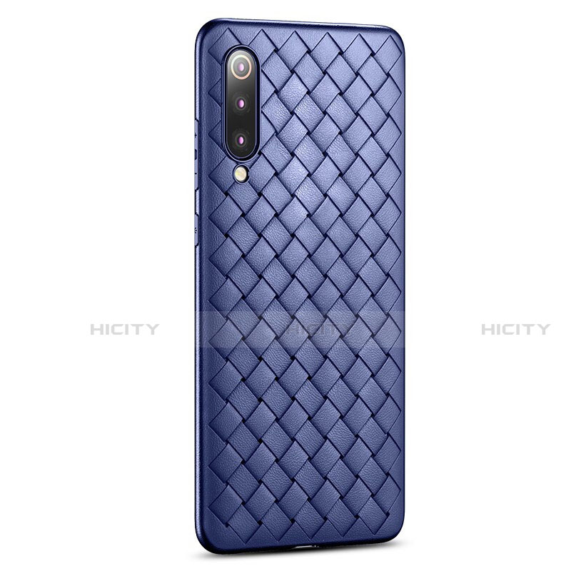 Coque Silicone Gel Motif Cuir Housse Etui pour Xiaomi Mi 9 Bleu Plus