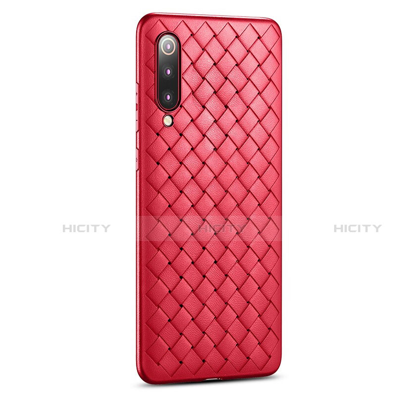 Coque Silicone Gel Motif Cuir Housse Etui pour Xiaomi Mi 9 Pro Rouge Plus