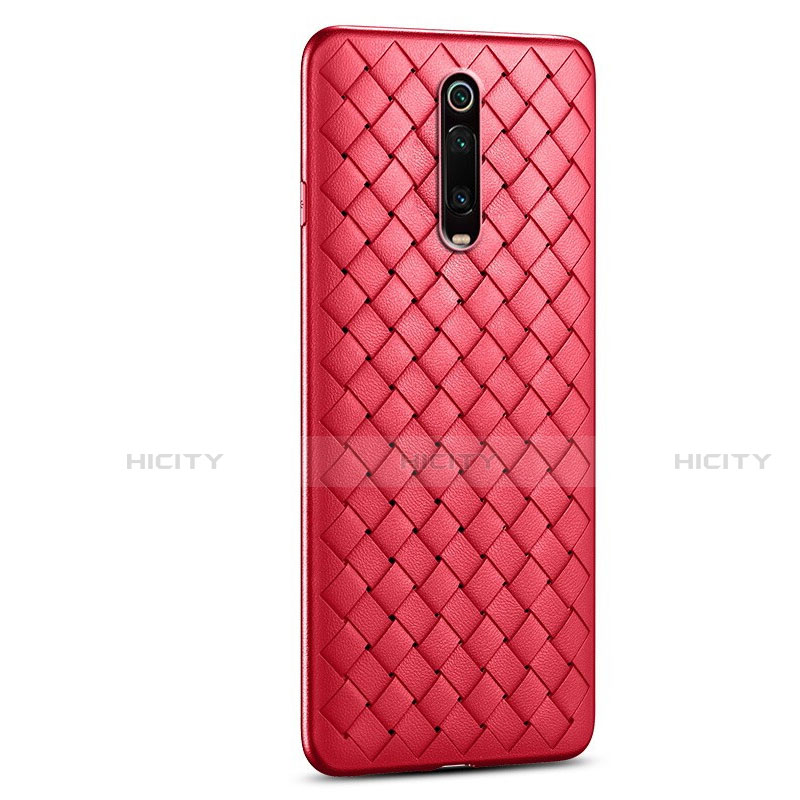 Coque Silicone Gel Motif Cuir Housse Etui pour Xiaomi Mi 9T Pro Rouge Plus