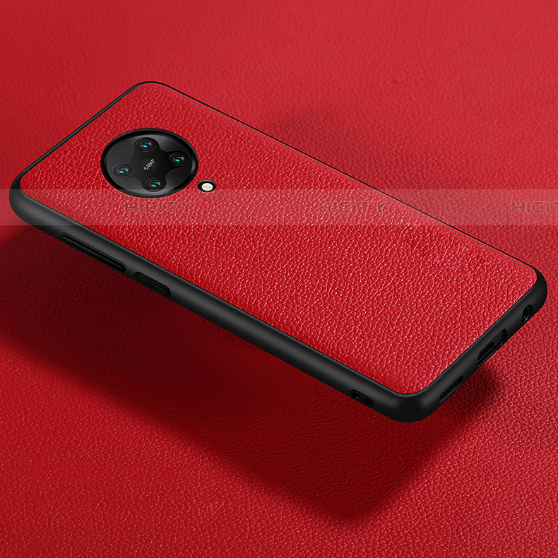 Coque Silicone Gel Motif Cuir Housse Etui pour Xiaomi Poco F2 Pro Rouge Plus