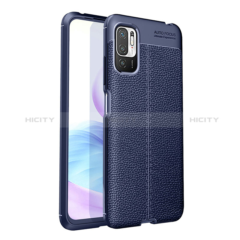 Coque Silicone Gel Motif Cuir Housse Etui pour Xiaomi POCO M3 Pro 5G Bleu Plus