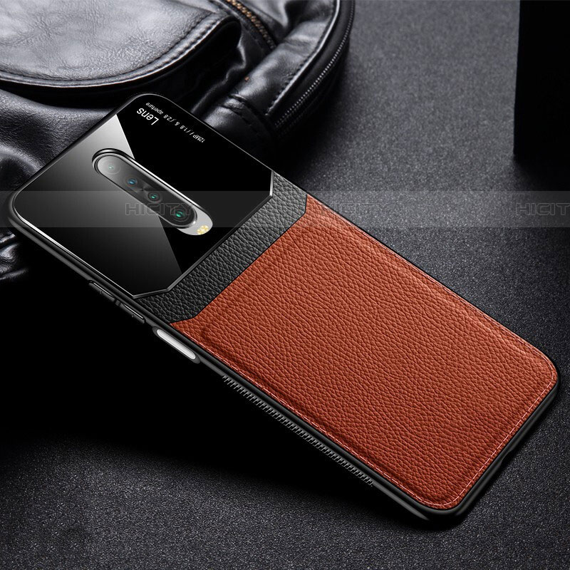 Coque Silicone Gel Motif Cuir Housse Etui pour Xiaomi Poco X2 Marron Plus