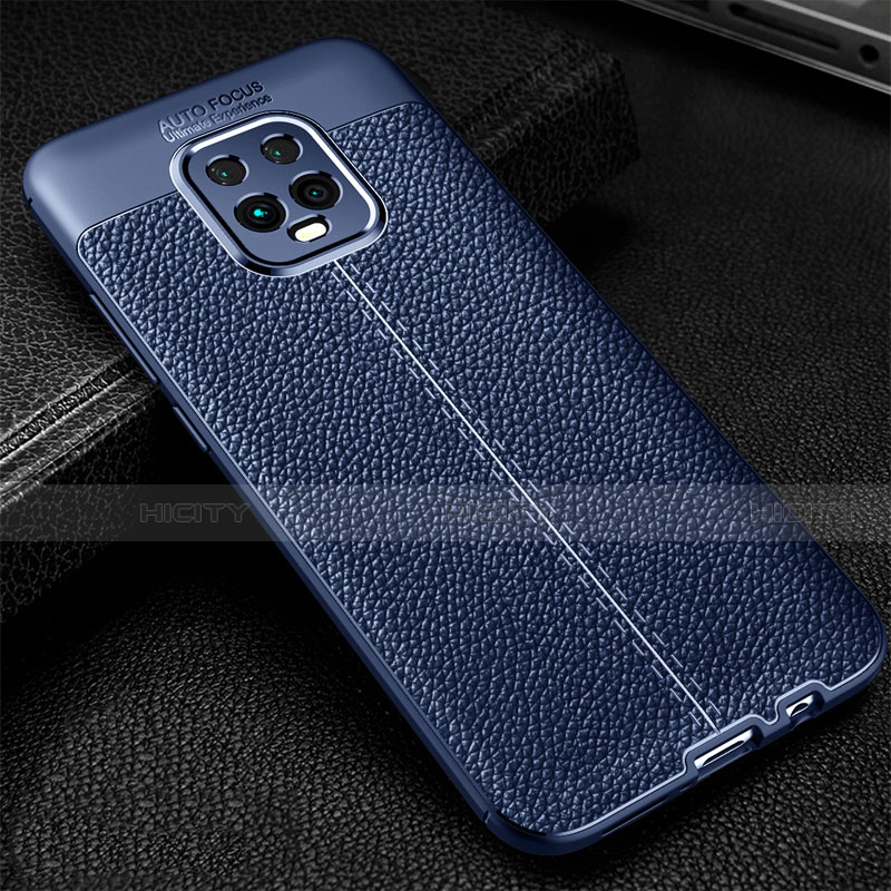 Coque Silicone Gel Motif Cuir Housse Etui pour Xiaomi Redmi 10X 5G Bleu Plus