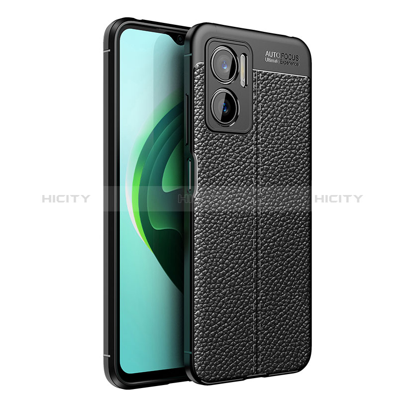 Coque Silicone Gel Motif Cuir Housse Etui pour Xiaomi Redmi 11 Prime 5G Noir Plus