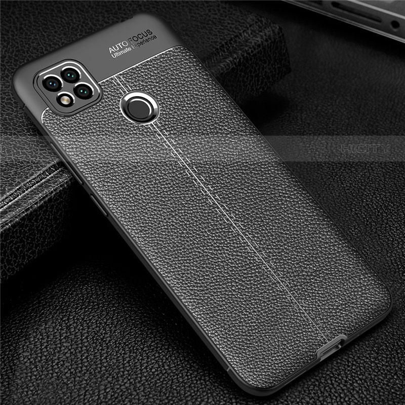 Coque Silicone Gel Motif Cuir Housse Etui pour Xiaomi Redmi 9C Noir Plus