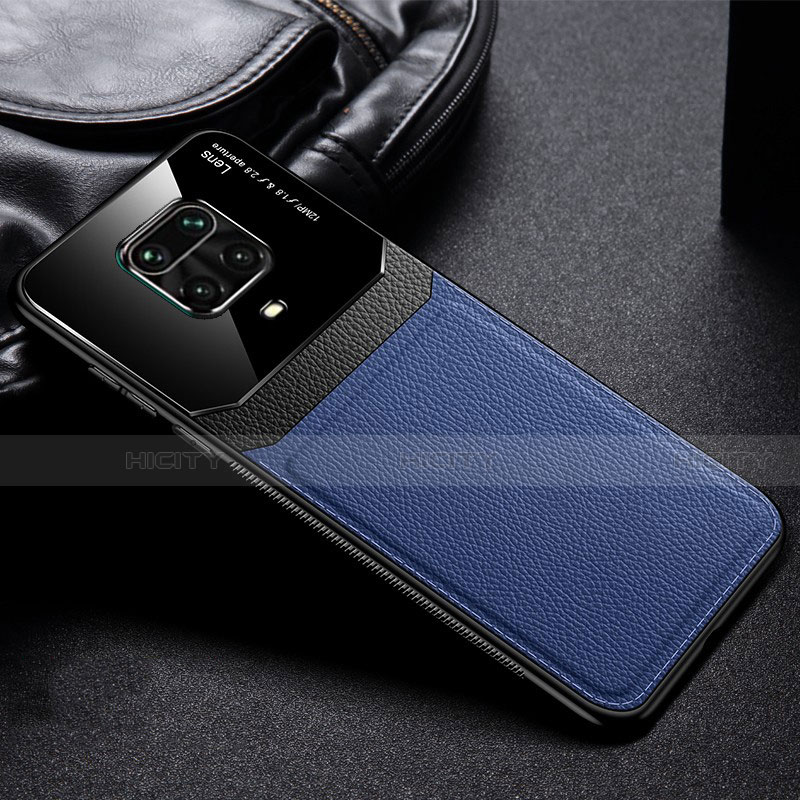 Coque Silicone Gel Motif Cuir Housse Etui pour Xiaomi Redmi Note 9 Pro Max Bleu Plus