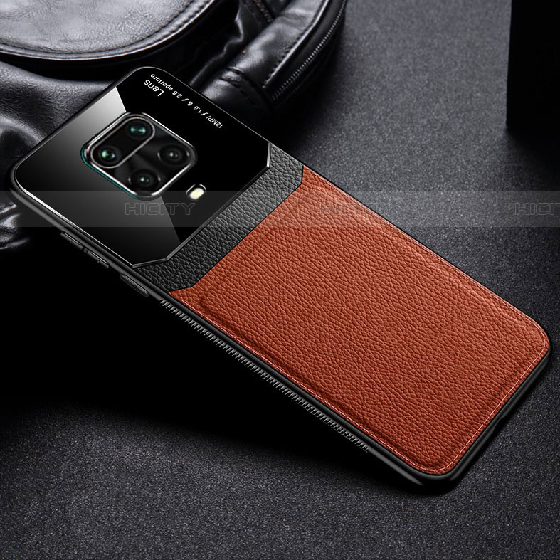 Coque Silicone Gel Motif Cuir Housse Etui pour Xiaomi Redmi Note 9S Marron Plus