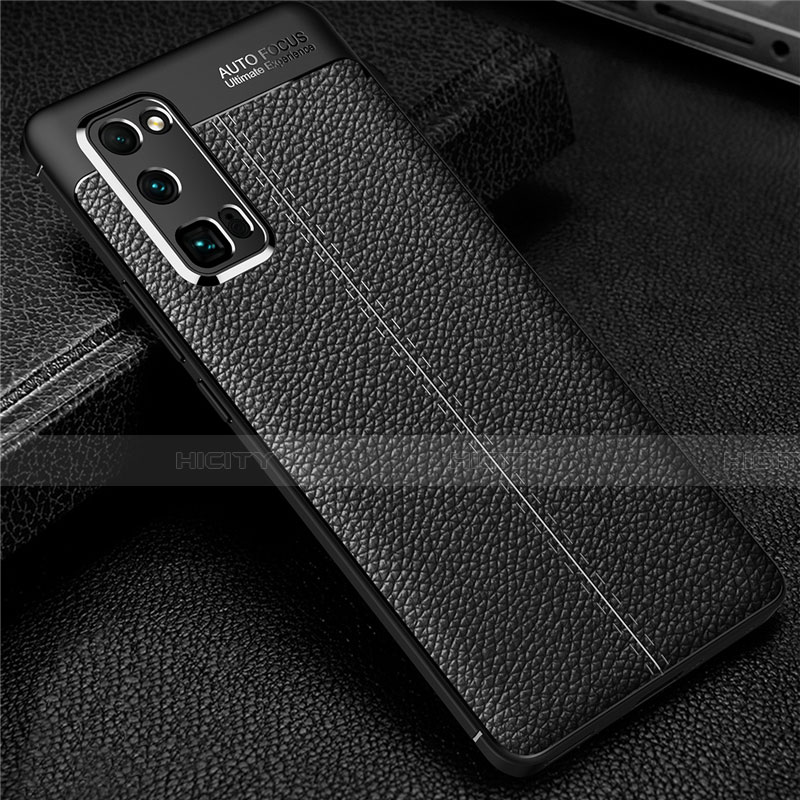 Coque Silicone Gel Motif Cuir Housse Etui S01 pour Huawei Honor 30 Pro Noir Plus