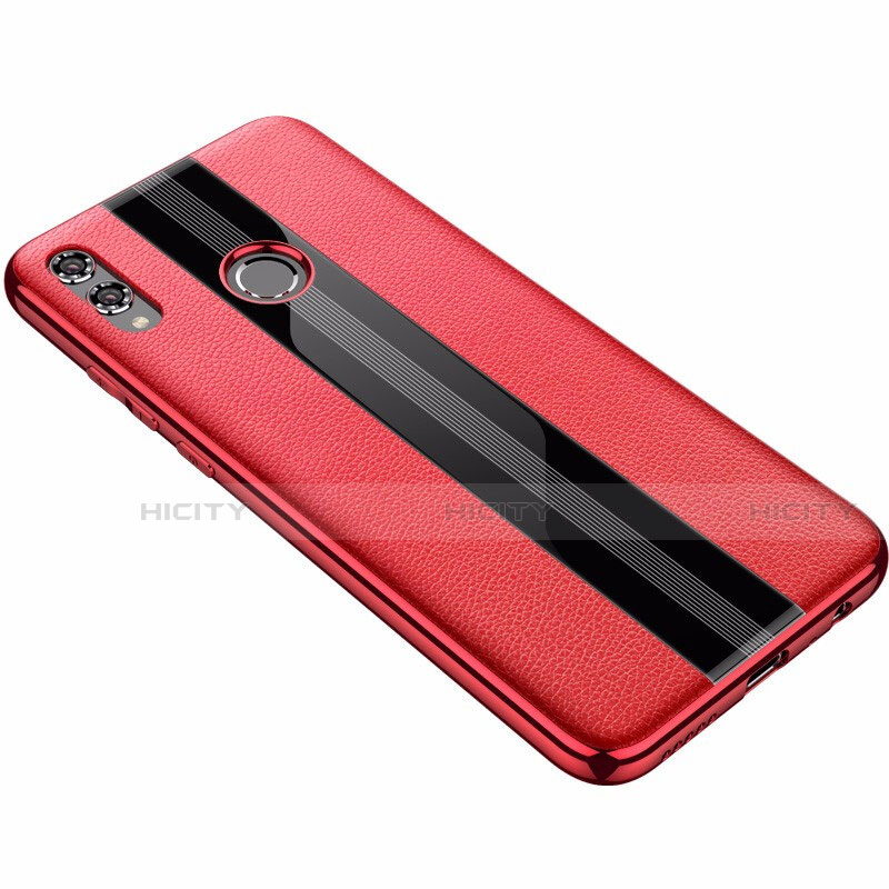 Coque Silicone Gel Motif Cuir Housse Etui S01 pour Huawei Honor 8X Rouge Plus