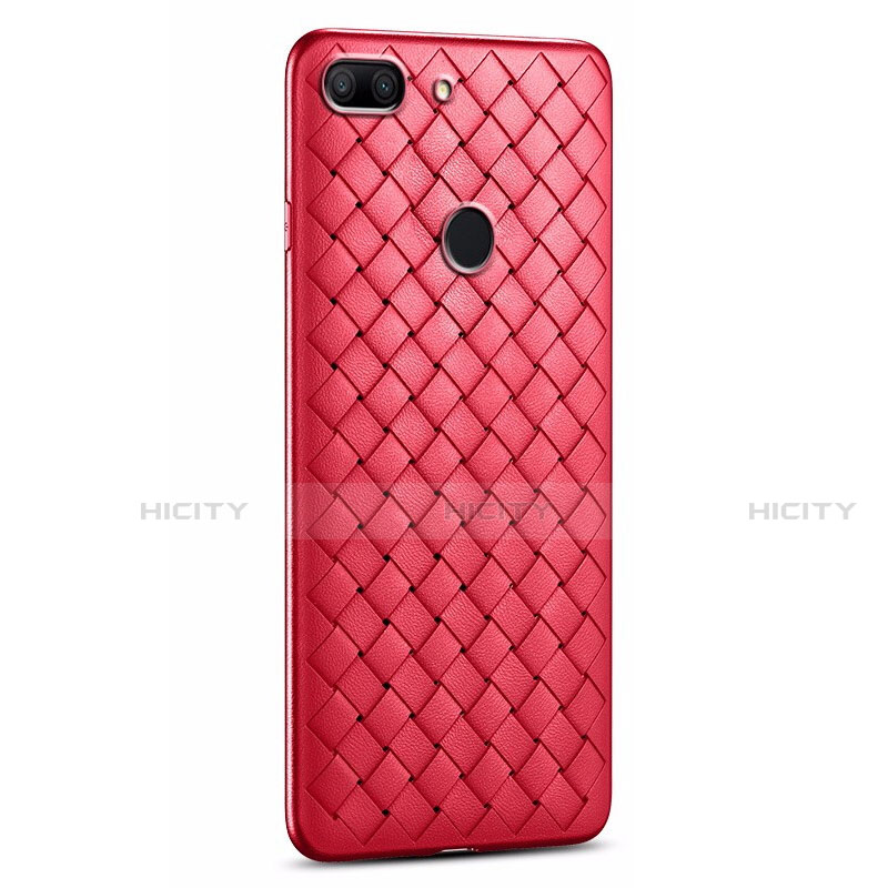 Coque Silicone Gel Motif Cuir Housse Etui S01 pour Huawei Honor 9 Lite Rouge Plus