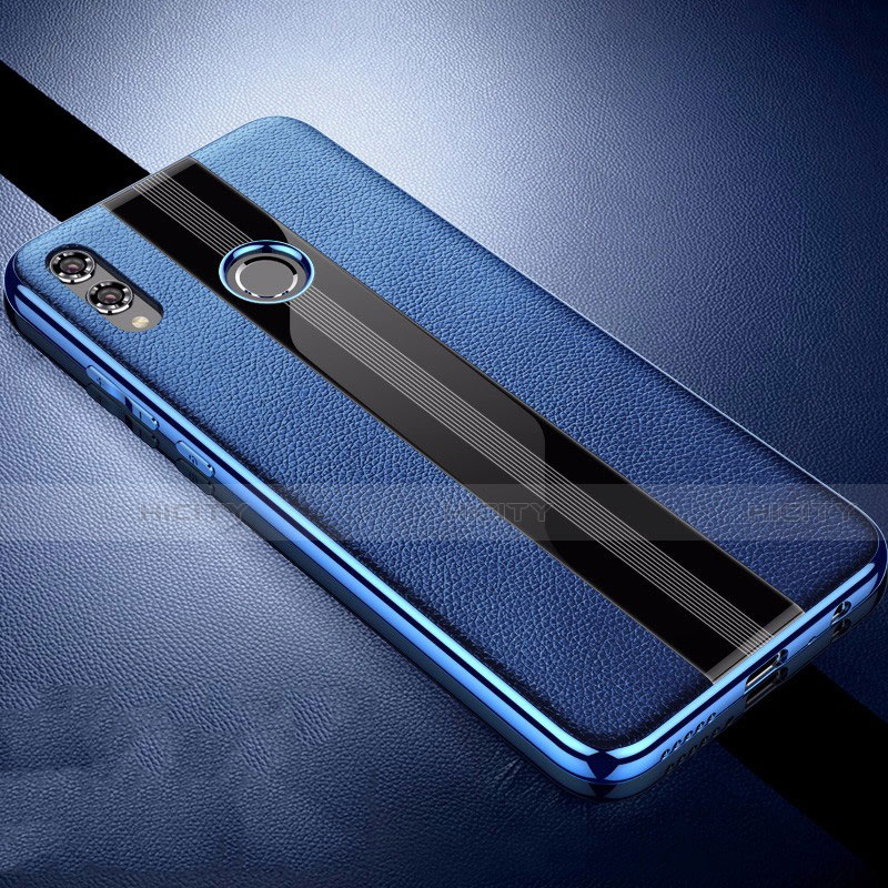 Coque Silicone Gel Motif Cuir Housse Etui S01 pour Huawei Honor V10 Lite Bleu Plus