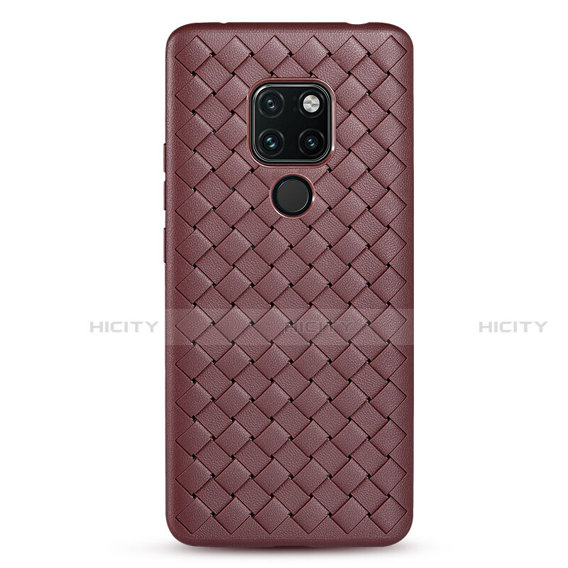 Coque Silicone Gel Motif Cuir Housse Etui S01 pour Huawei Mate 20 Marron Plus