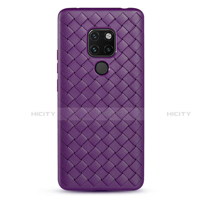 Coque Silicone Gel Motif Cuir Housse Etui S01 pour Huawei Mate 20 Violet Plus