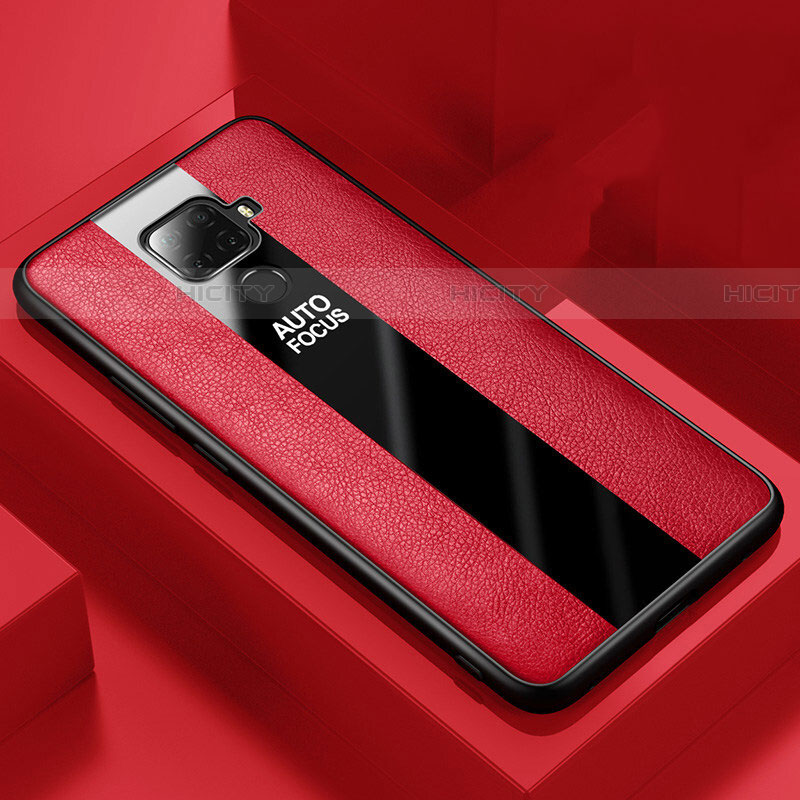 Coque Silicone Gel Motif Cuir Housse Etui S01 pour Huawei Mate 30 Lite Rouge Plus