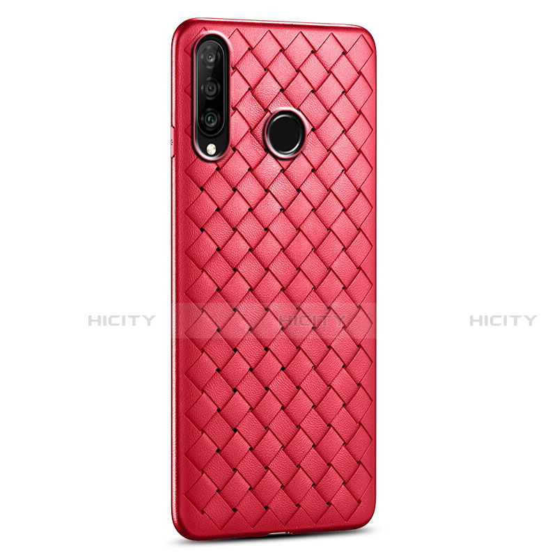 Coque Silicone Gel Motif Cuir Housse Etui S01 pour Huawei Nova 4e Rouge Plus