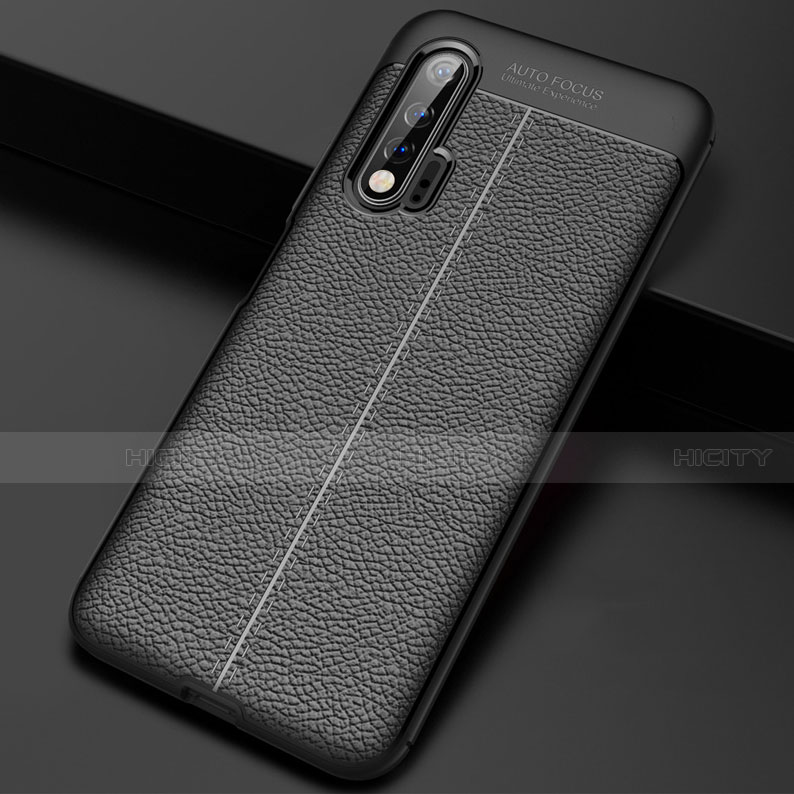 Coque Silicone Gel Motif Cuir Housse Etui S01 pour Huawei Nova 6 Noir Plus