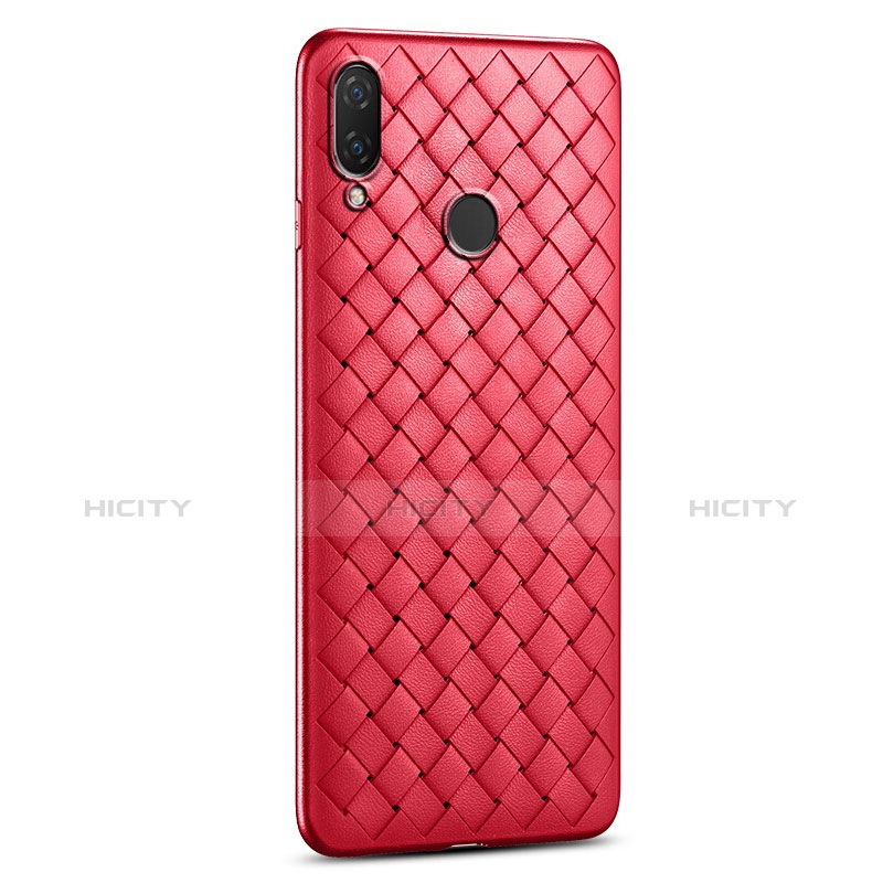 Coque Silicone Gel Motif Cuir Housse Etui S01 pour Huawei P Smart (2019) Rouge Plus