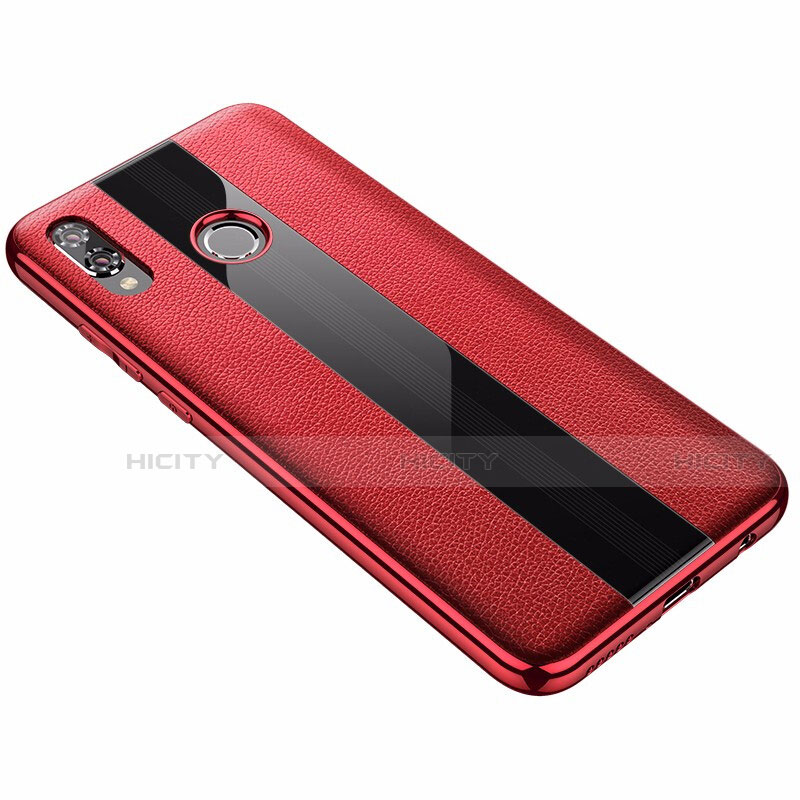 Coque Silicone Gel Motif Cuir Housse Etui S01 pour Huawei P Smart+ Plus Rouge Plus