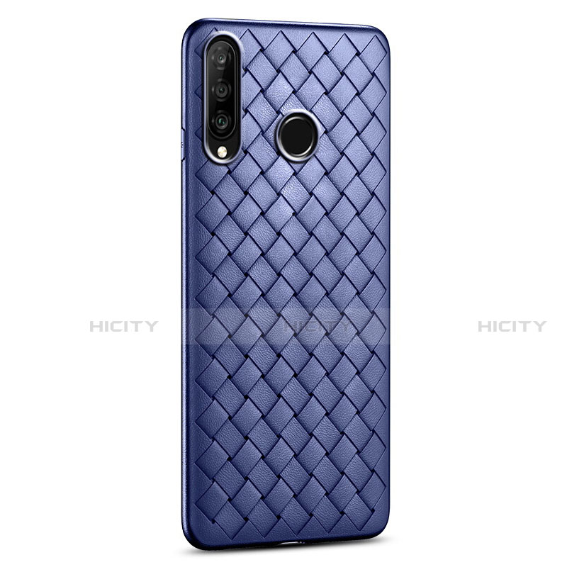 Coque Silicone Gel Motif Cuir Housse Etui S01 pour Huawei P30 Lite Bleu Plus