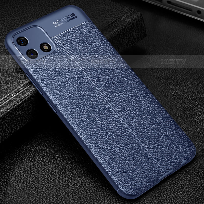 Coque Silicone Gel Motif Cuir Housse Etui S01 pour Oppo A16e Bleu Plus