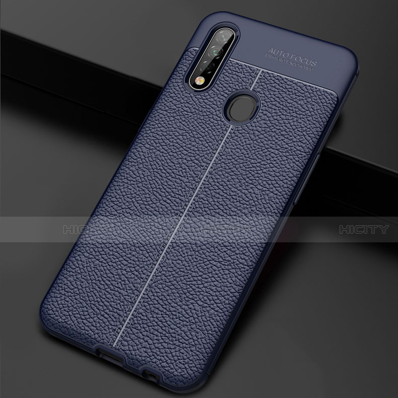 Coque Silicone Gel Motif Cuir Housse Etui S01 pour Oppo A31 Bleu Plus