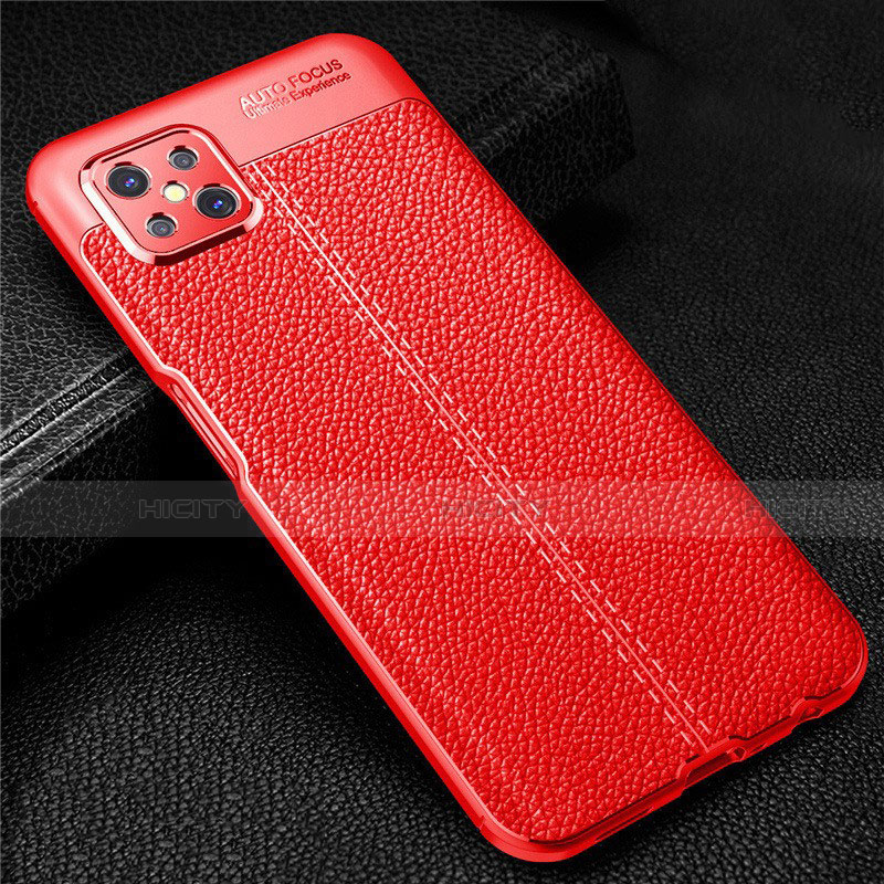 Coque Silicone Gel Motif Cuir Housse Etui S01 pour Oppo A92s 5G Plus