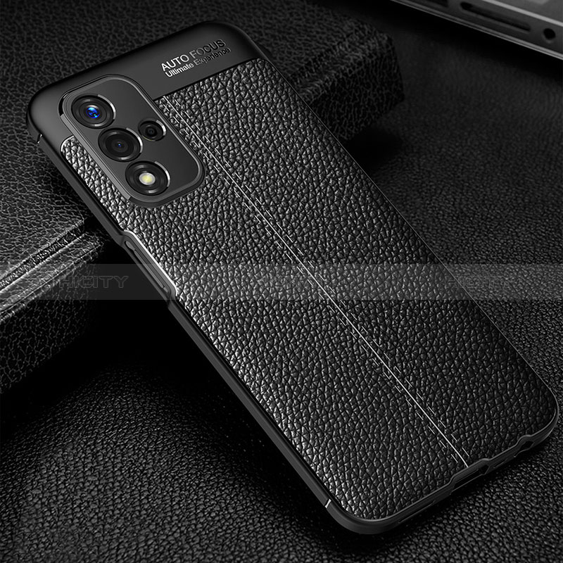 Coque Silicone Gel Motif Cuir Housse Etui S01 pour Oppo A93s 5G Noir Plus