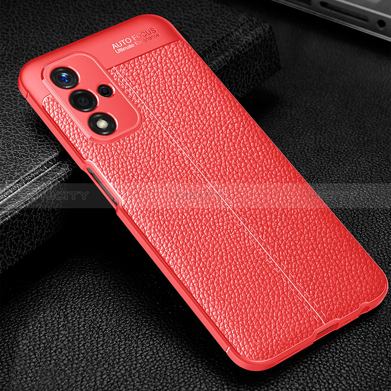 Coque Silicone Gel Motif Cuir Housse Etui S01 pour Oppo A93s 5G Rouge Plus