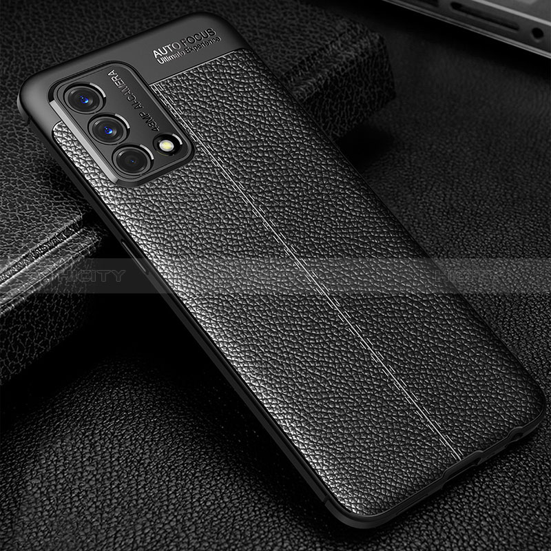 Coque Silicone Gel Motif Cuir Housse Etui S01 pour Oppo F19 Noir Plus