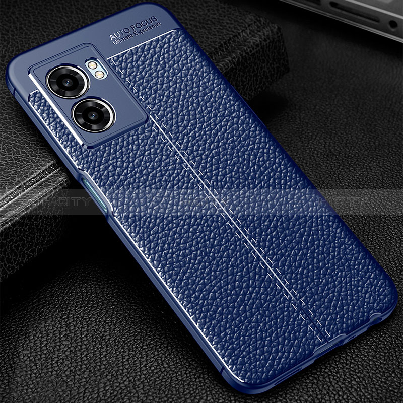 Coque Silicone Gel Motif Cuir Housse Etui S01 pour Oppo K10 5G India Bleu Plus