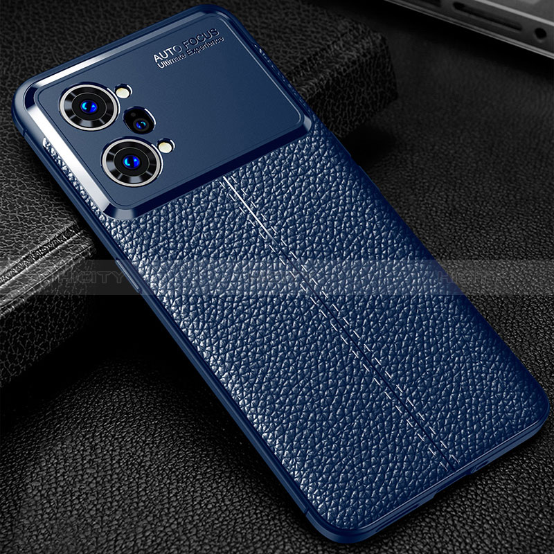 Coque Silicone Gel Motif Cuir Housse Etui S01 pour Oppo K10 Pro 5G Bleu Plus