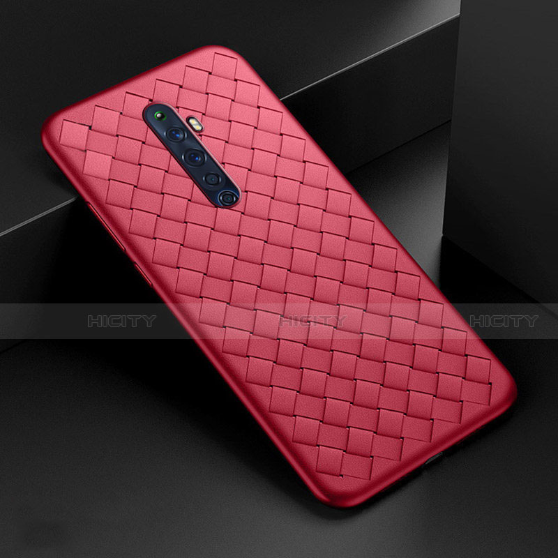 Coque Silicone Gel Motif Cuir Housse Etui S01 pour Oppo Reno2 Z Rouge Plus