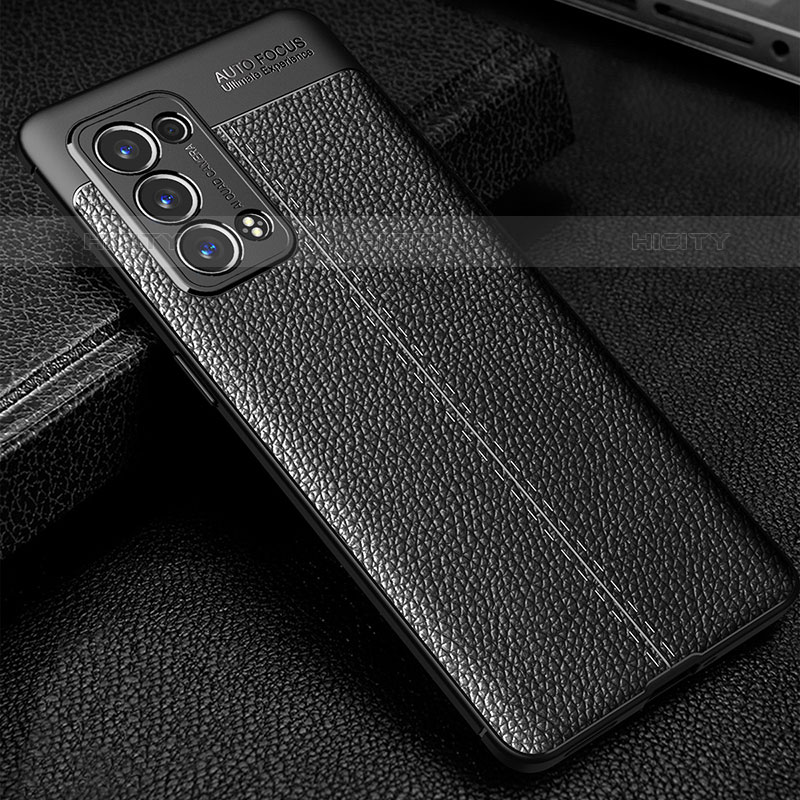 Coque Silicone Gel Motif Cuir Housse Etui S01 pour Oppo Reno6 Pro 5G Noir Plus