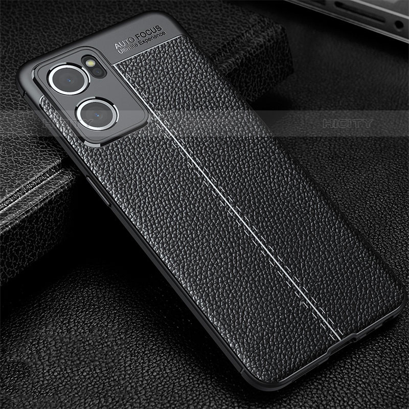 Coque Silicone Gel Motif Cuir Housse Etui S01 pour Oppo Reno7 5G Noir Plus