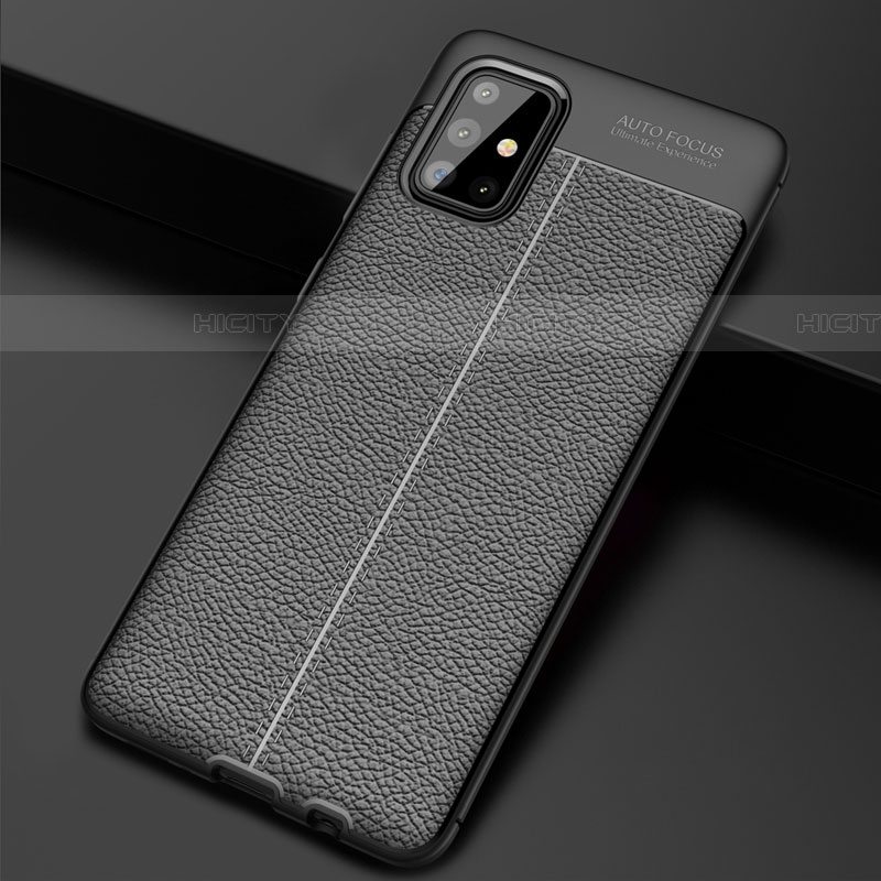 Coque Silicone Gel Motif Cuir Housse Etui S01 pour Samsung Galaxy A71 5G Noir Plus