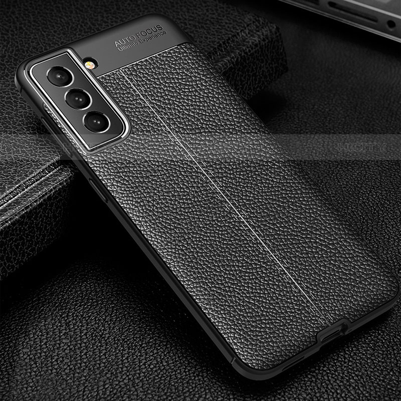 Coque Silicone Gel Motif Cuir Housse Etui S01 pour Samsung Galaxy S23 Plus 5G Noir Plus