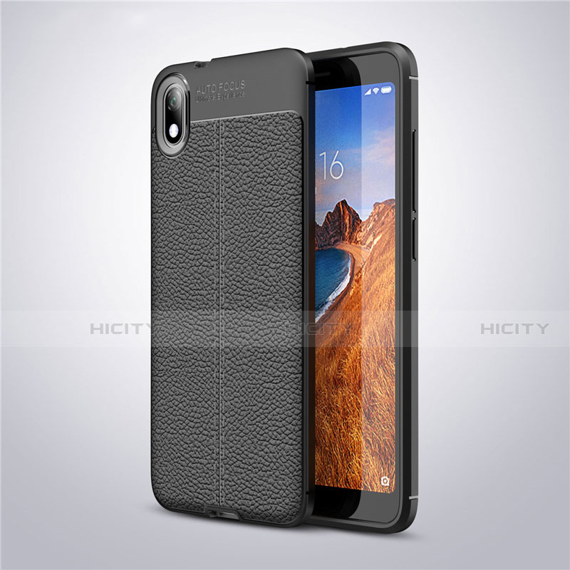 Coque Silicone Gel Motif Cuir Housse Etui S01 pour Xiaomi Redmi 7A Noir Plus