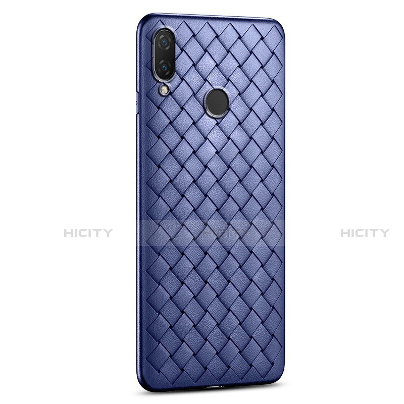 Coque Silicone Gel Motif Cuir Housse Etui S01 pour Xiaomi Redmi Note 7 Bleu Plus