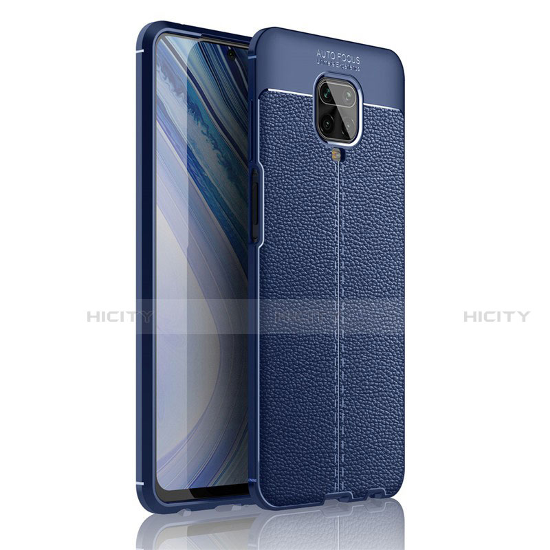 Coque Silicone Gel Motif Cuir Housse Etui S01 pour Xiaomi Redmi Note 9 Pro Bleu Plus