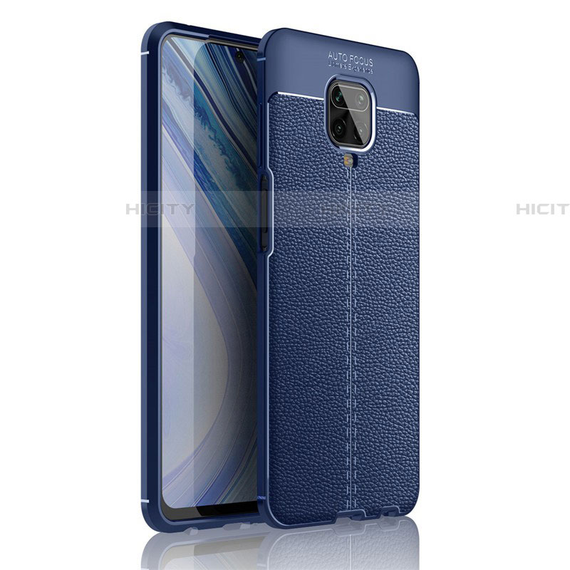 Coque Silicone Gel Motif Cuir Housse Etui S01 pour Xiaomi Redmi Note 9S Bleu Plus