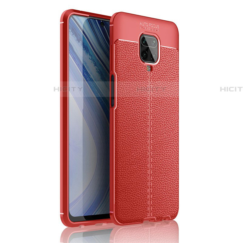 Coque Silicone Gel Motif Cuir Housse Etui S01 pour Xiaomi Redmi Note 9S Rouge Plus